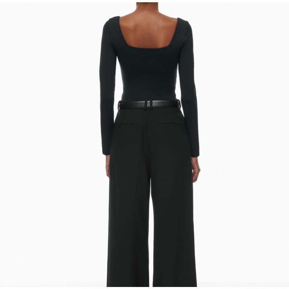 Babaton Aritzia Contour Longsleeve Black Bodysuit Square Neck Classy Size Small - Picture 2 of 8